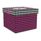 Houndstooth w/Pink Accent Gift Box with Lid - Canvas Wrapped - Large (Personalized)