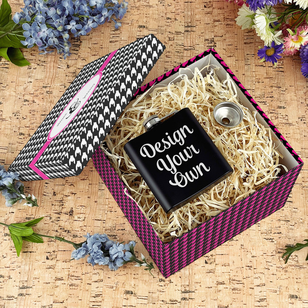 Houndstooth w/Pink Accent Gift Boxes with Lid - Canvas Wrapped - Large - In Context