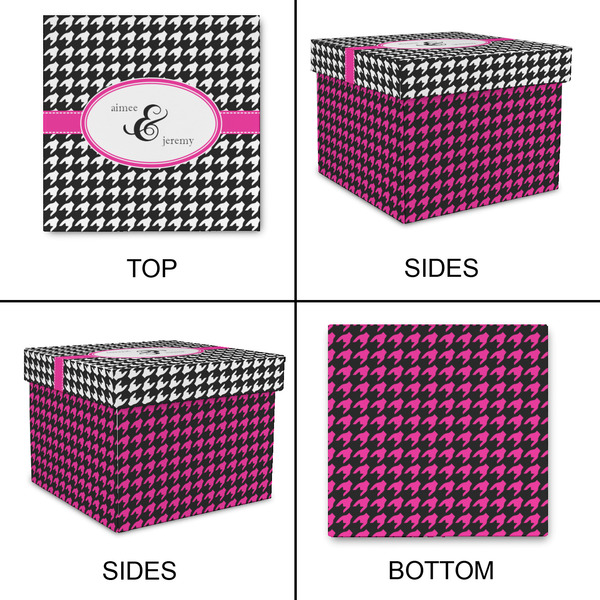 Houndstooth w/Pink Accent Gift Boxes with Lid - Canvas Wrapped - Small - Approval