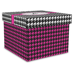 Houndstooth w/Pink Accent Gift Box with Lid - Canvas Wrapped - XX-Large (Personalized)