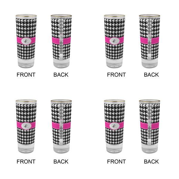 Houndstooth w/Pink Accent Glass Shot Glass - 2 oz - Set of 4 - APPROVAL