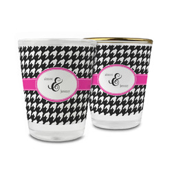 Houndstooth w/Pink Accent Glass Shot Glass - 1.5 oz (Personalized)