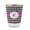 Houndstooth w/Pink Accent Glass Shot Glass - With gold rim - FRONT