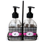 Houndstooth w/Pink Accent Glass Soap & Lotion Bottle Set (Personalized)