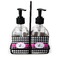 Houndstooth w/Pink Accent Glass Soap Lotion Bottle
