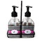 Houndstooth w/Pink Accent Glass Soap & Lotion Bottles (Personalized)