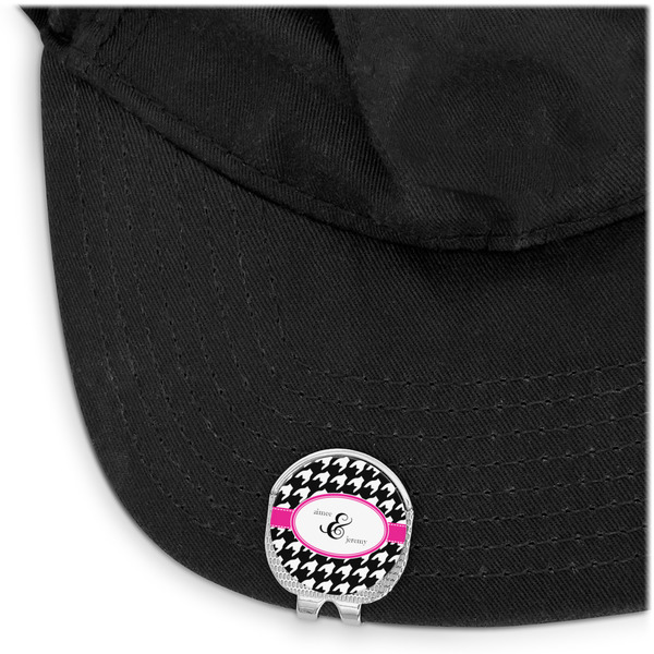 Houndstooth w/Pink Accent Golf Ball Marker Hat Clip - Main