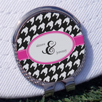 Houndstooth w/Pink Accent Golf Ball Marker - Hat Clip