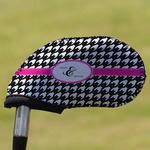 Houndstooth w/Pink Accent Golf Club Iron Cover - Single (Personalized)