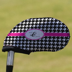 Houndstooth w/Pink Accent Golf Club Iron Cover (Personalized)