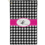 Houndstooth w/Pink Accent Golf Towel - Poly-Cotton Blend - Small w/ Couple's Names