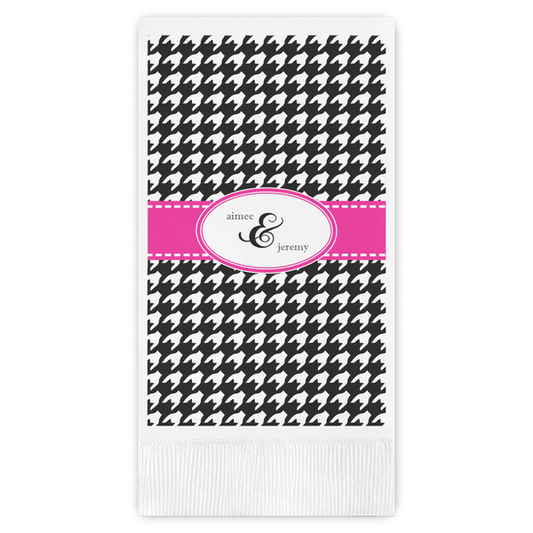 Custom Houndstooth w/Pink Accent Guest Towels - Full Color (Personalized)