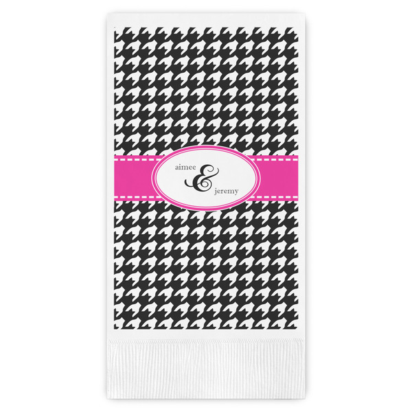 Custom Houndstooth w/Pink Accent Guest Paper Towels - Full Color (Personalized)