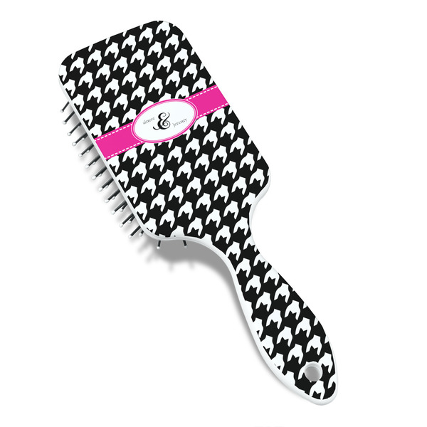 Houndstooth w/Pink Accent Hair Brush - Angle View