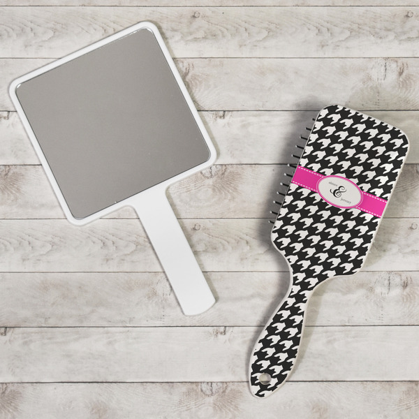 Houndstooth w/Pink Accent Hair Brush - In Context