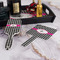 Houndstooth w/Pink Accent Hair Brush and Hand Mirror - Bathroom Scene
