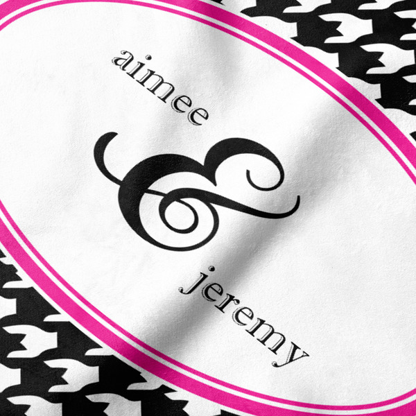 Houndstooth w/Pink Accent Hooded Baby Towel- Detail Close Up