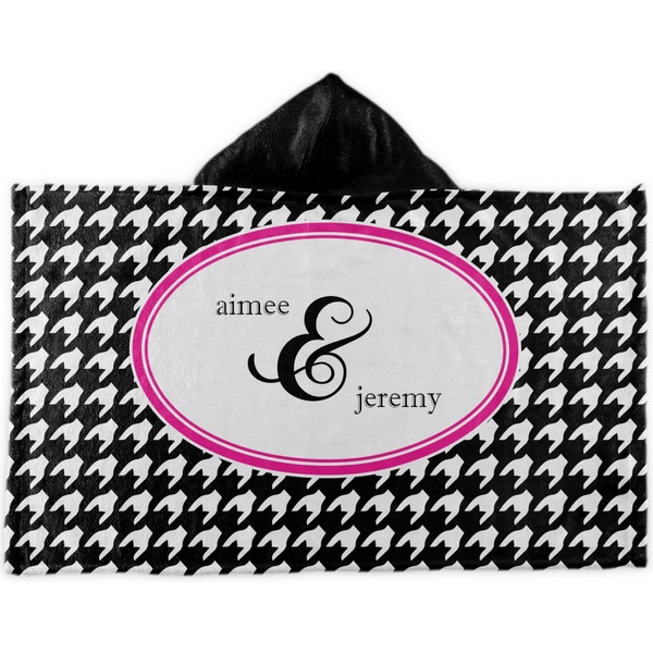 Custom Houndstooth w/Pink Accent Kids Hooded Towel (Personalized)