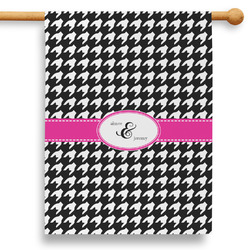 Houndstooth w/Pink Accent 28" House Flag - Single Sided (Personalized)