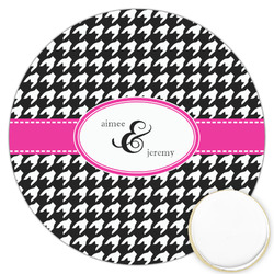 Houndstooth w/Pink Accent Printed Cookie Topper - 3.25" (Personalized)