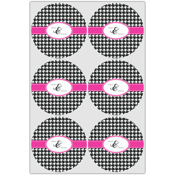 Houndstooth w/Pink Accent Icing Circle - Large - Set of 6