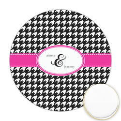 Houndstooth w/Pink Accent Printed Cookie Topper - Round (Personalized)
