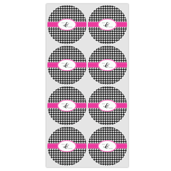 Houndstooth w/Pink Accent Icing Circle - Medium - Set of 8