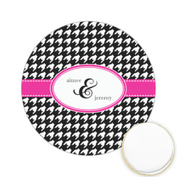 Houndstooth w/Pink Accent Printed Cookie Topper - 2.15" (Personalized)