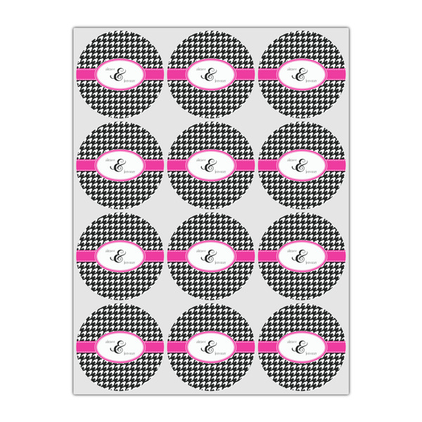 Houndstooth w/Pink Accent Icing Circle - Small - Set of 12
