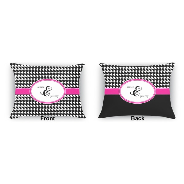 Houndstooth w/Pink Accent  Indoor Rectangular Burlap Pillow (Front and Back)