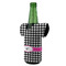 Houndstooth w/Pink Accent Jersey Bottle Cooler - ANGLE (on bottle)