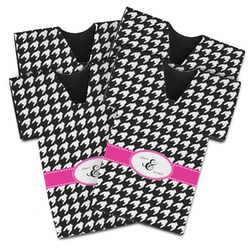 Houndstooth w/Pink Accent Jersey Bottle Cooler - Set of 4 (Personalized)