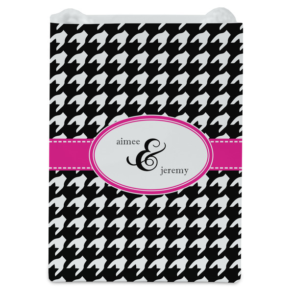 Houndstooth w/Pink Accent Jewelry Gift Bag - Gloss - Front