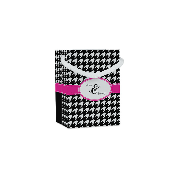 Custom Houndstooth w/Pink Accent Jewelry Gift Bags (Personalized)