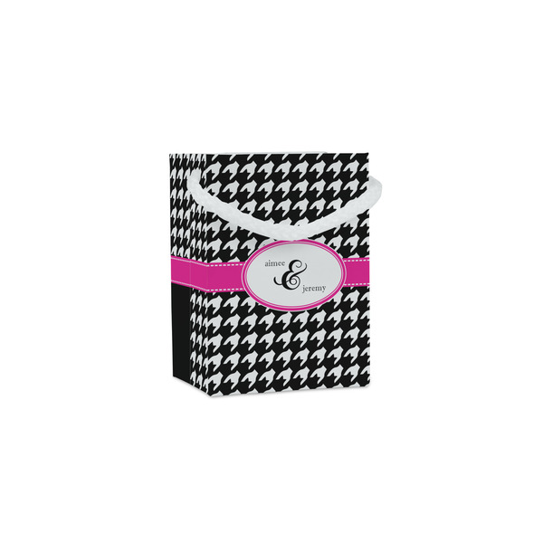 Custom Houndstooth w/Pink Accent Jewelry Gift Bags - Matte (Personalized)