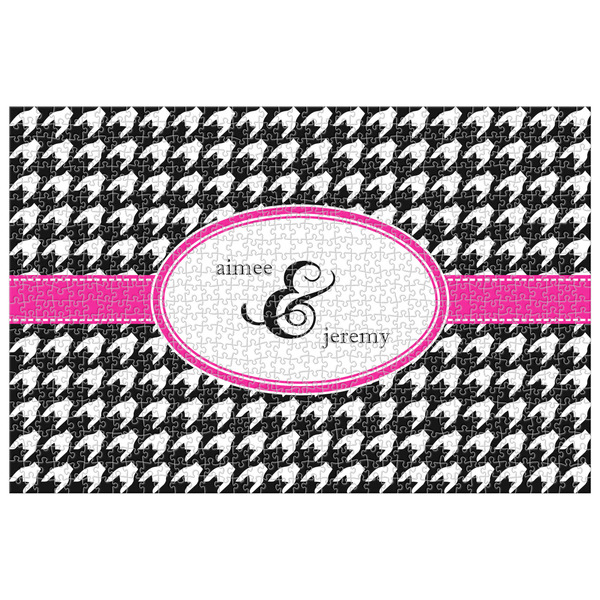 Custom Houndstooth w/Pink Accent 1014 pc Jigsaw Puzzle (Personalized)