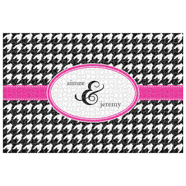 Custom Houndstooth w/Pink Accent Jigsaw Puzzle - 1000-piece (Personalized)