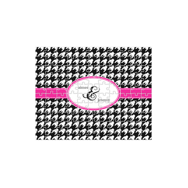 Custom Houndstooth w/Pink Accent 110 pc Jigsaw Puzzle (Personalized)
