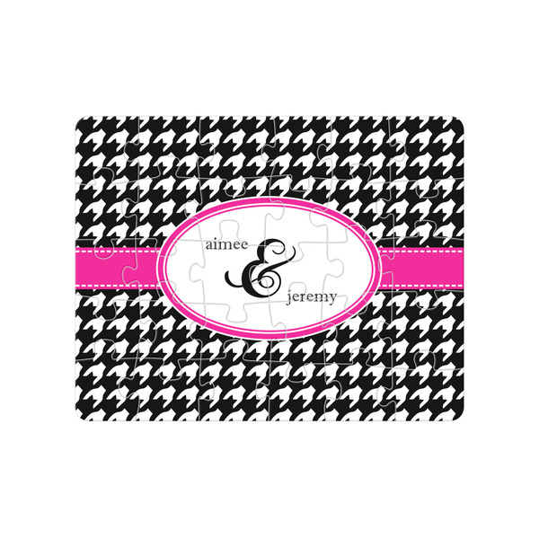 Custom Houndstooth w/Pink Accent Jigsaw Puzzles (Personalized)