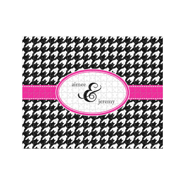 Custom Houndstooth w/Pink Accent 500 pc Jigsaw Puzzle (Personalized)