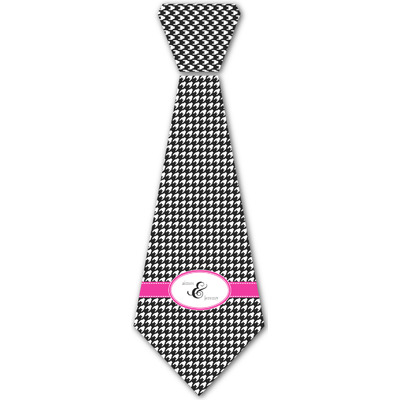 Houndstooth w/Pink Accent Iron On Tie - 4 Sizes w/ Couple's Names