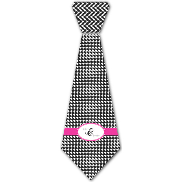 Custom Houndstooth w/Pink Accent Iron On Tie - 4 Sizes w/ Couple's Names