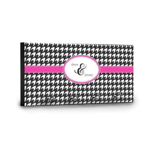 Houndstooth w/Pink Accent Key Hanger - Front View with Hooks