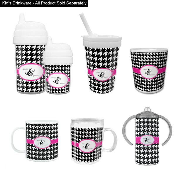 Houndstooth w/Pink Accent Kid's Drinkware - Customized & Personalized