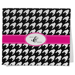 Houndstooth w/Pink Accent Kitchen Towel - Poly Cotton w/ Couple's Names