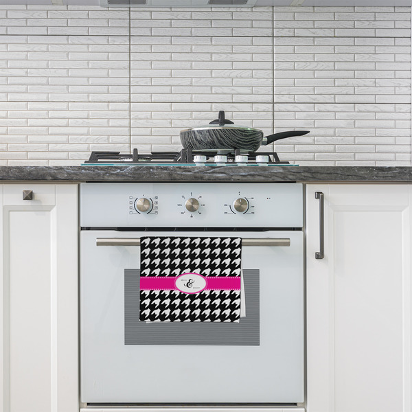 Houndstooth w/Pink Accent Kitchen Towel - Poly Cotton - Lifestyle