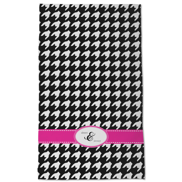 Houndstooth w/Pink Accent Kitchen Towel - Poly Cotton - Full Front