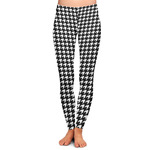 Houndstooth w/Pink Accent Ladies Leggings - Extra Large