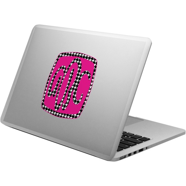 Custom Houndstooth w/Pink Accent Laptop Decal (Personalized)