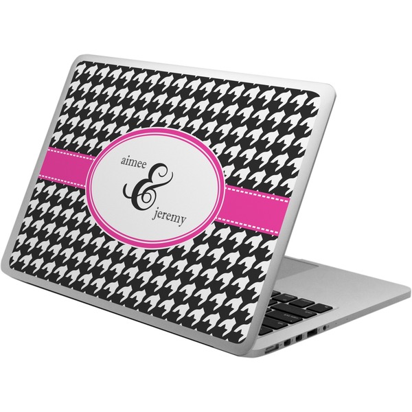 Custom Houndstooth w/Pink Accent Laptop Skin - Custom Sized (Personalized)